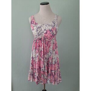 Vtg THE LILLY Mini Dress Pink Purple Abstract Ruffle 60s Pulitzer Fit & Flare SM